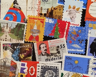 Vintage Postage Stamps Mystery Lot • Random Worldwide Stamps Grab Bag for Collecting, Junk Journaling, Scrapbooking & Crafts. Netherlands.
