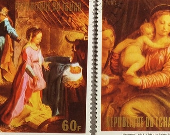 Postage stamps. Chad 1974, vintage timbres . Philately.