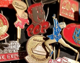1000&#39;s vintage pins. Metal Advertising Pins from the 1960s. No tin and plastic pins, only metal pins, including better ones.