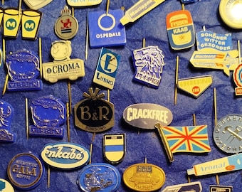 Vintage metal stick pins. Pins that were previously issued as promotional material from various manufacturers. Main color BLUE. Rare item.