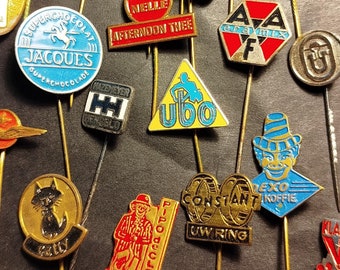 Vintage European Advertising Stick Pins: 1960s-70s Metal Lapel Pins