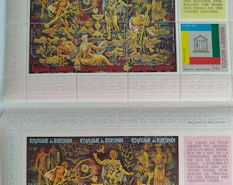Znaczki pocztowe. Burundi 1966. Barwy vintage. Filatelistyka. Rocznica UNESCO.