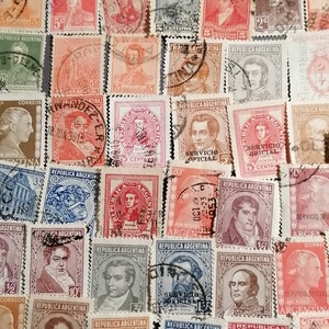 Sellos postales. Argentina, sellos postales usados, seleccionados al azar. Filatelia.