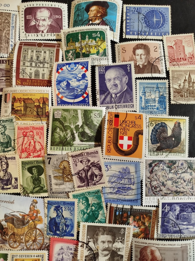 Vintage Postage Stamps Mystery Lot • Random Worldwide Stamps Grab Bag for Collecting, Junk Journaling, Scrapbooking & Crafts • Timbres image 18