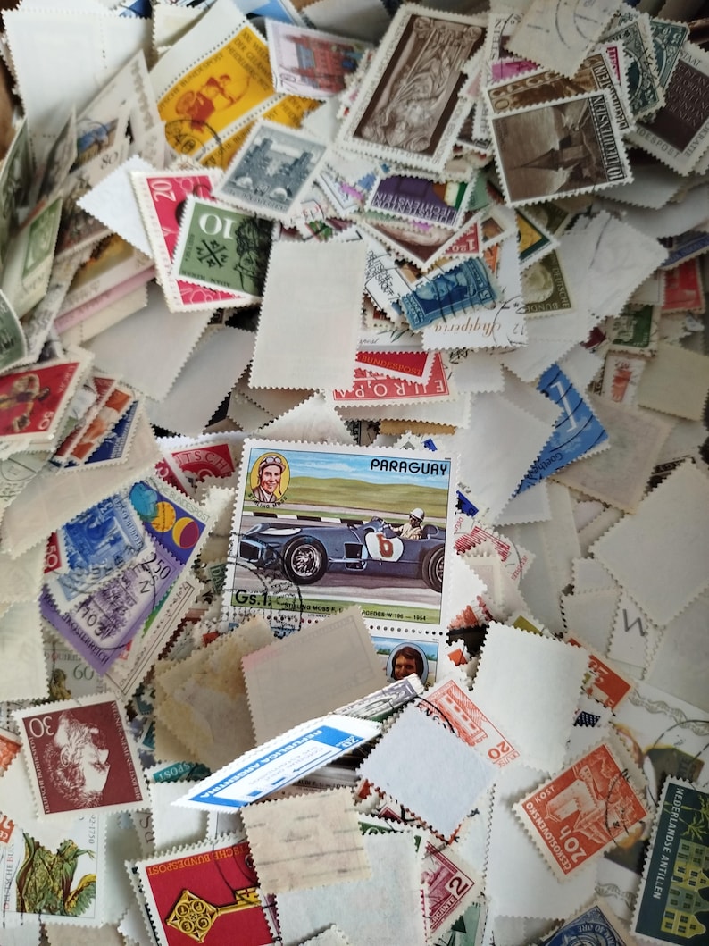 Vintage Postage Stamps Mystery Lot • Random Worldwide Stamps Grab Bag for Collecting, Junk Journaling, Scrapbooking & Crafts • Timbres image 13