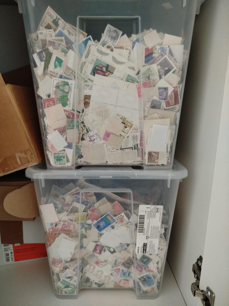 Vintage Postage Stamps Mystery Lot • Random Worldwide Stamps Grab Bag for Collecting, Junk Journaling, Scrapbooking & Crafts • Timbres image 12