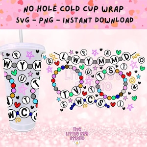 Vriendschapsarmband Cold Cup SVG Wrap, TS Acroniem Armband Cup Design, Geen Gat 24oz Cold Cup Svg, Gelaagd SVG-bestand voor Cold Cup, Swift Svg