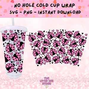 Coccinella Cold Cup SVG Wrap, Ladybug Cold Cup Svg Design, 24oz Cold Cup Layered Cutting File, Lovebug Cold Cup SVG, Ladybird SVG Tumbler File