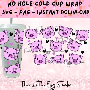 Cute Pig SVG, No Hole Cold Cup SVG, Piggy Cold Cup Svg, Pig SVG, Cold Cup Wrap Svg, Piggy Svg, Pig Tumbler Svg