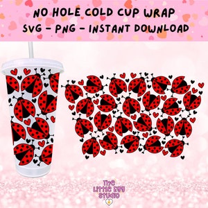 Coccinella Cold Cup SVG Wrap, Ladybug Cold Cup Svg Design, 24oz Cold Cup Layered Cutting File, Lovebug Cold Cup SVG, Ladybird SVG Tumbler File