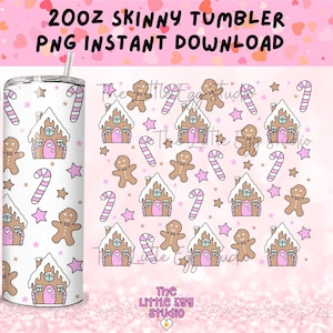 Domek z piernika PNG, 20oz Skinny Straight Tumbler Wrap PNG do sublimacji, świąteczny kubek Png, piernik PNG, świąteczny kubek Png,