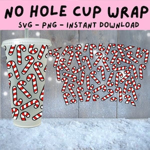 Candy Cane Cold Cup Svg, No Hole Cold Cup Wrap, Christmas Cold Cup Svg, Candy Cane Svg, Peppermint Cold Cup, Festive Candy Svg, Cold Cup Svg