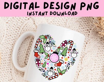 Christmas Heart PNG, Christmas Sublimation File, Heart sublimation PNG file, Christmas Collage Design, Christmas Mug Sublimation, PNG File