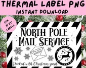 Christmas Thermal Label PNG, North Pole Delivery Service Label Design, Thermal Sticker PNG, Christmas Labels for Parcels, Christmas Png
