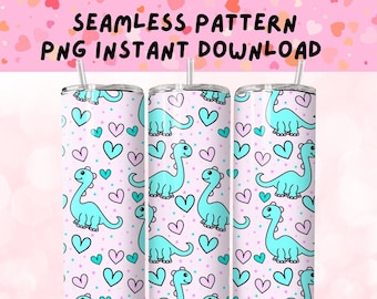 Dinosaur Seamless Pattern PNG Design, Seamless PNG for Tumblers, Cute Dino Tumbler Sublimation Wrap Design, Dino Repeating Pattern PNG