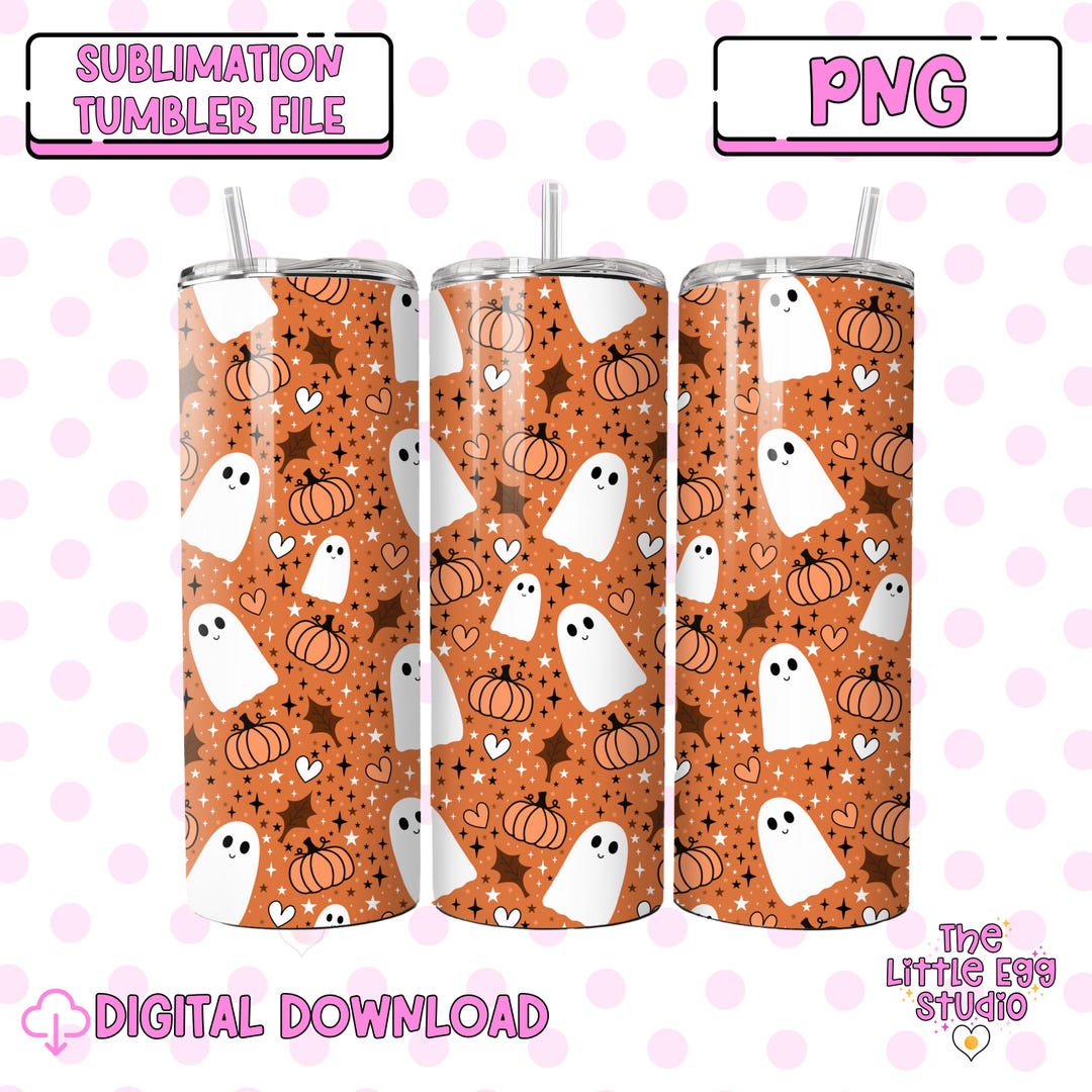 Cute Ghost Seamless Png Wrap, Autumn Pumpkin Seamless Tumbler Png ...