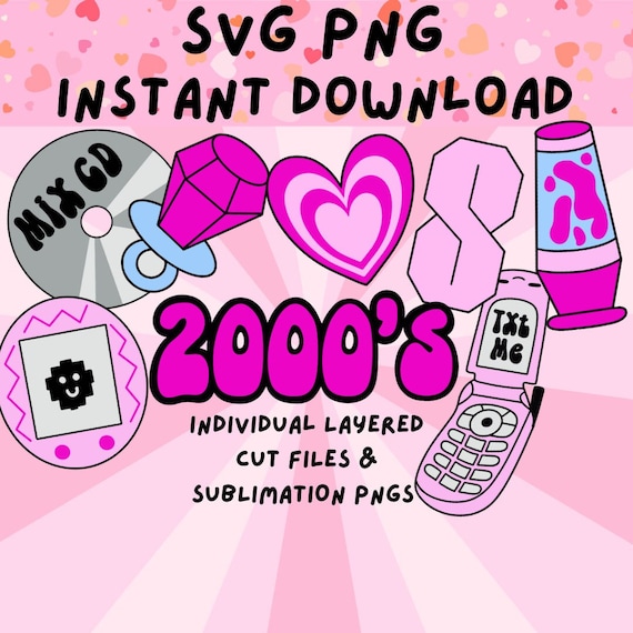 Retro SVG Bundle, Y2K Aesthetic Svg & Png Bundle, 2000s Svg, Noughties Svg, Old School Svg, Retro Vibes Svg, Svg for Cricut, Sublimation Png