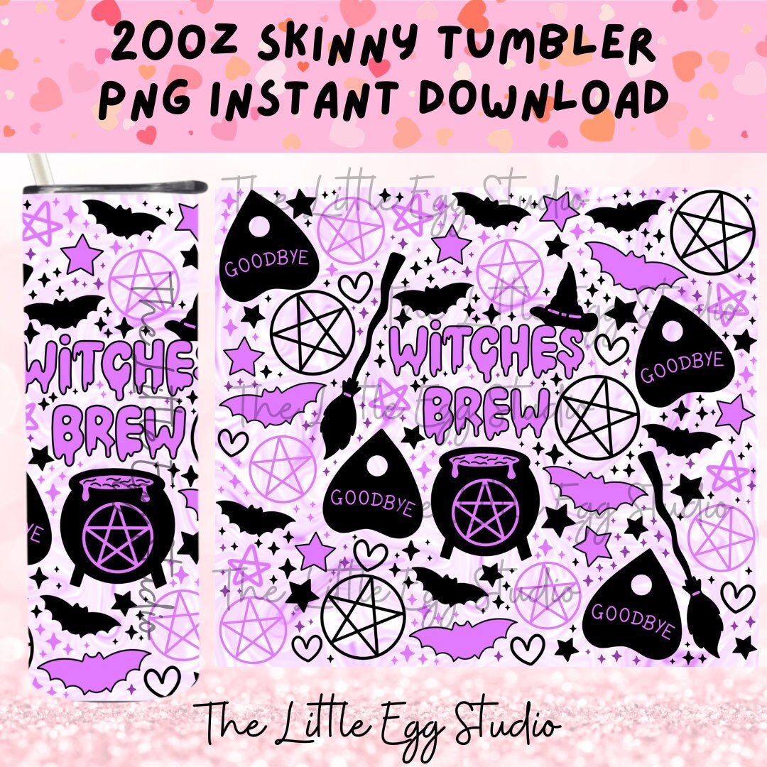 Witches Brew PNG, 20oz Skinny Straight Tumbler Wrap PNG for Sublimation ...