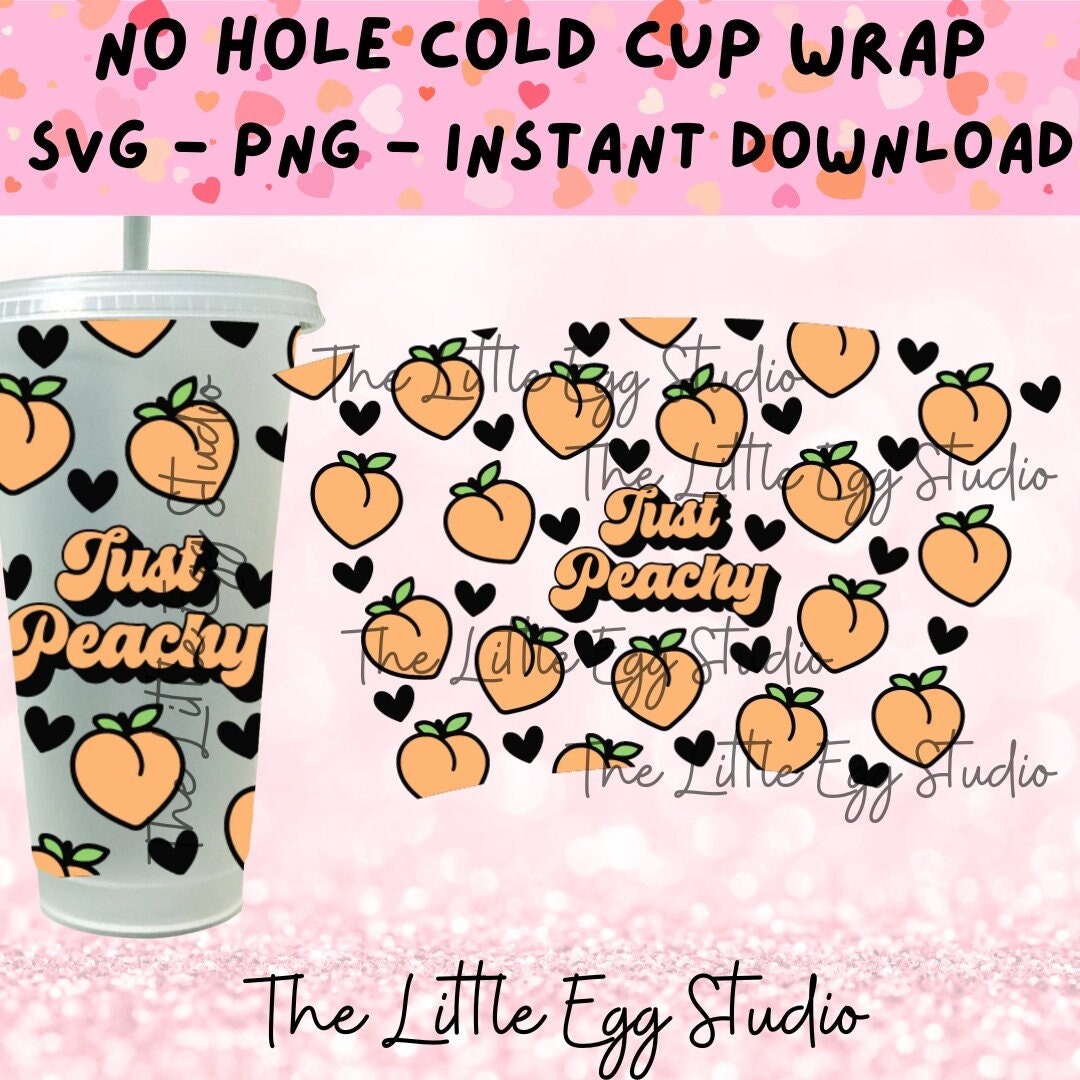 Just Peachy SVG, No Hole Cold Cup SVG, Peaches Cold Cup Svg, Retro Cold ...