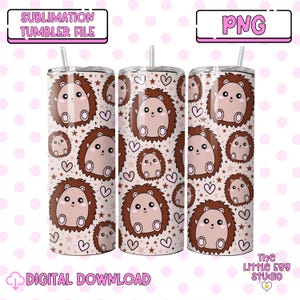 Cute Hedgehog Tumbler Png Wrap, Cute Animal Tumbler Png Design, Ouriço png, Cute Tumbler png design, Baby Animals Tumbler wrap png