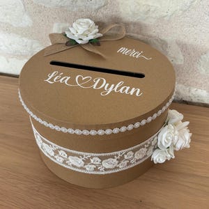 Urne mariage, urne kraft et blanc , mariage, urne personnalisée