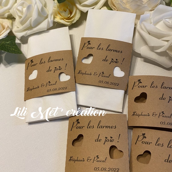 Pochettes etiquettes larmes de joie mariage kraft