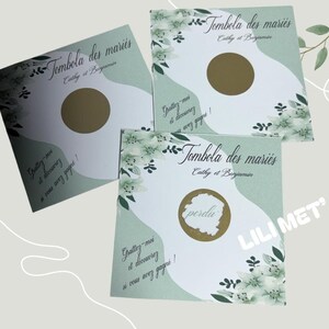 Mariage TOMBOLA tickets à gratter, vert sauge,  personnalisé