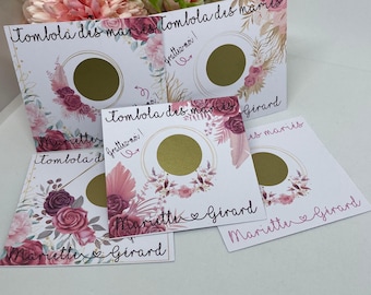 Mariage TOMBOLA tickets à gratter ( 9 modèles au choix ) personnalisé