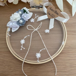 Wedding ring holder, wedding, Tambour embroidery, lace, flower, wedding ring cushion