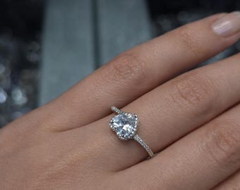 925 Sterling Silver Heart Halo Ring, Aquamarine Citrine Black Diamond Options, Romantic Promise Ring, Elegant Gift, Minimalist Band