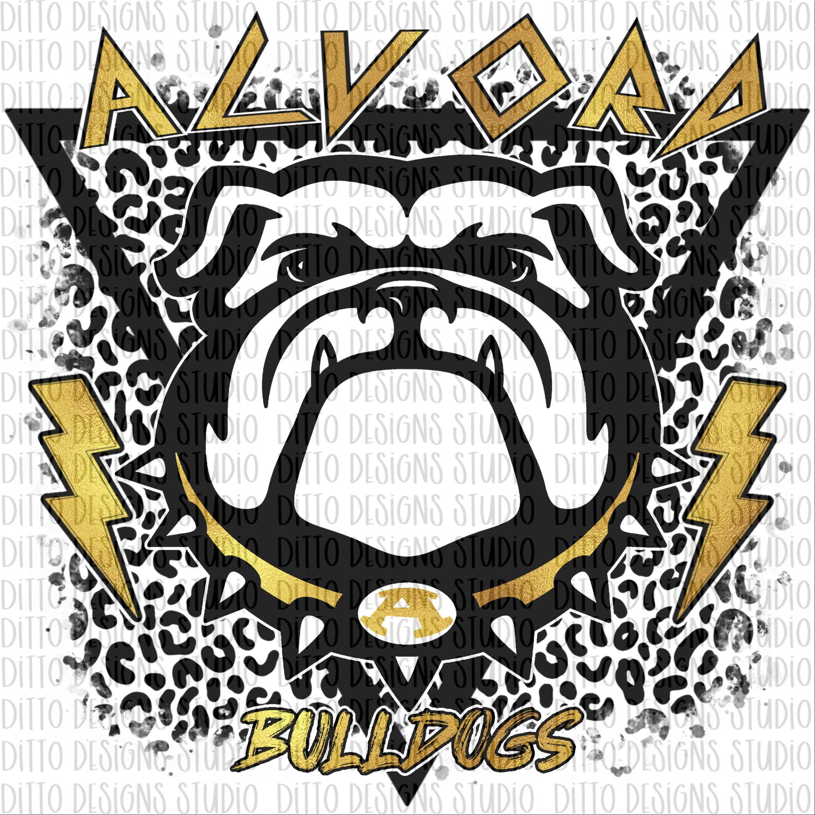 Alvord Bulldogs Mascot PNG Lightning Bolt Leopard Etsy