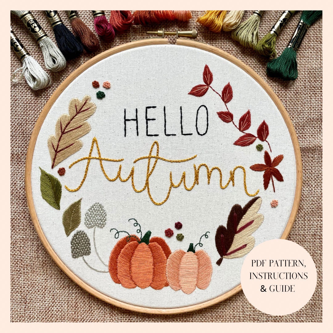 Hello Autumn PDF Embroidery Pattern - Etsy