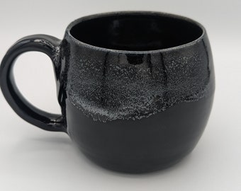 10-12oz Black Silver Sparkle Mug, Handmade Ceramics, Handmade Pottery, Pottery Mug, Coffee Mug, Tea Mug, Functional Pottery