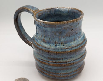 8-10 oz Blue, Brown and Tan Mug, Handmade Ceramics, Handmade Pottery, Pottery Mug, Coffee Mug, Tea Mug, Functional Pottery