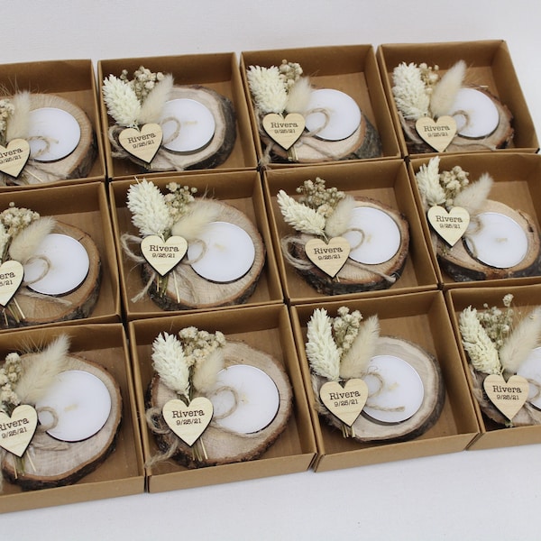 50 stuks gepersonaliseerde kaars huwelijksgunsten, baby shower gunsten huwelijksgunsten voor gasten in bulk, bruids douche gunsten, huwelijksfeest gunsten