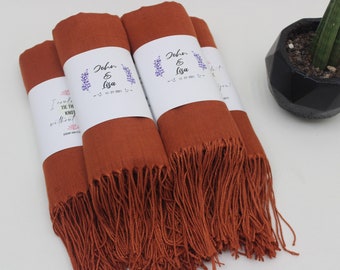 Pashmina Shawl Wedding Burnt Orange Shawl Personalized Bridesmaid Gifts Bridal Shower Favors Bridesmaid Shawl Bulk Wedding Favors for Guests