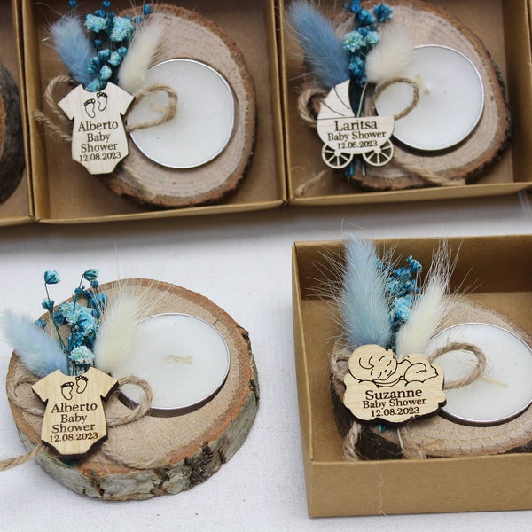 Bulk babyshowerkaarsen, babyshowergunsten voor gasten, gepersonaliseerde kaarsen, kaarsen feestartikelen, rustieke kaarsgunsten, gunsten babyjongen