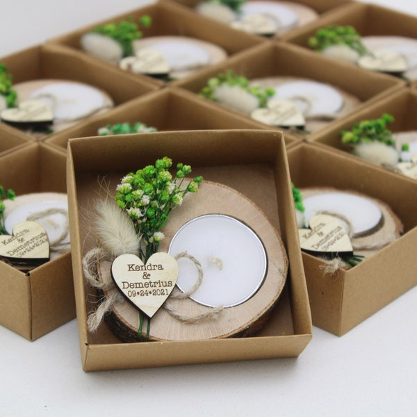 Wedding Party Favors for Guests in bulk | Bridal Shower Favors | Wedding Rustic Favors | Unique Favors | Tealight Holders | Thank You Favor