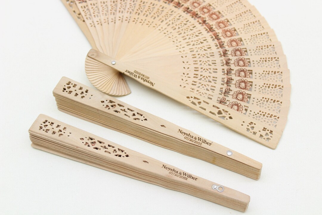 160 Pcs Wedding Favor Kit - 80 Sandalwood Fans & 80 Bubble Wands With Thank You Tags For Guest Gifts