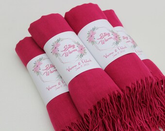 Hot Pink Pashmina Shawl, Bridesmaid Shawl, Wedding Favors for Guests, Pashminas in Bulk, Bridal Shawl, Baby Shower Favors, Pashmina Scarf