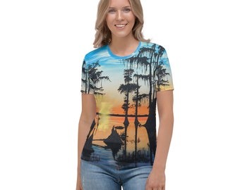 Louisiana Bayou Sunset Painting Women's T-Shirt