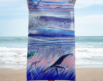 Banzai Pipeline Hawaii Ocean Reef Painting Beach Towel