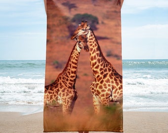 South Africa Safari Baby Giraffe and Mother Beach Towel