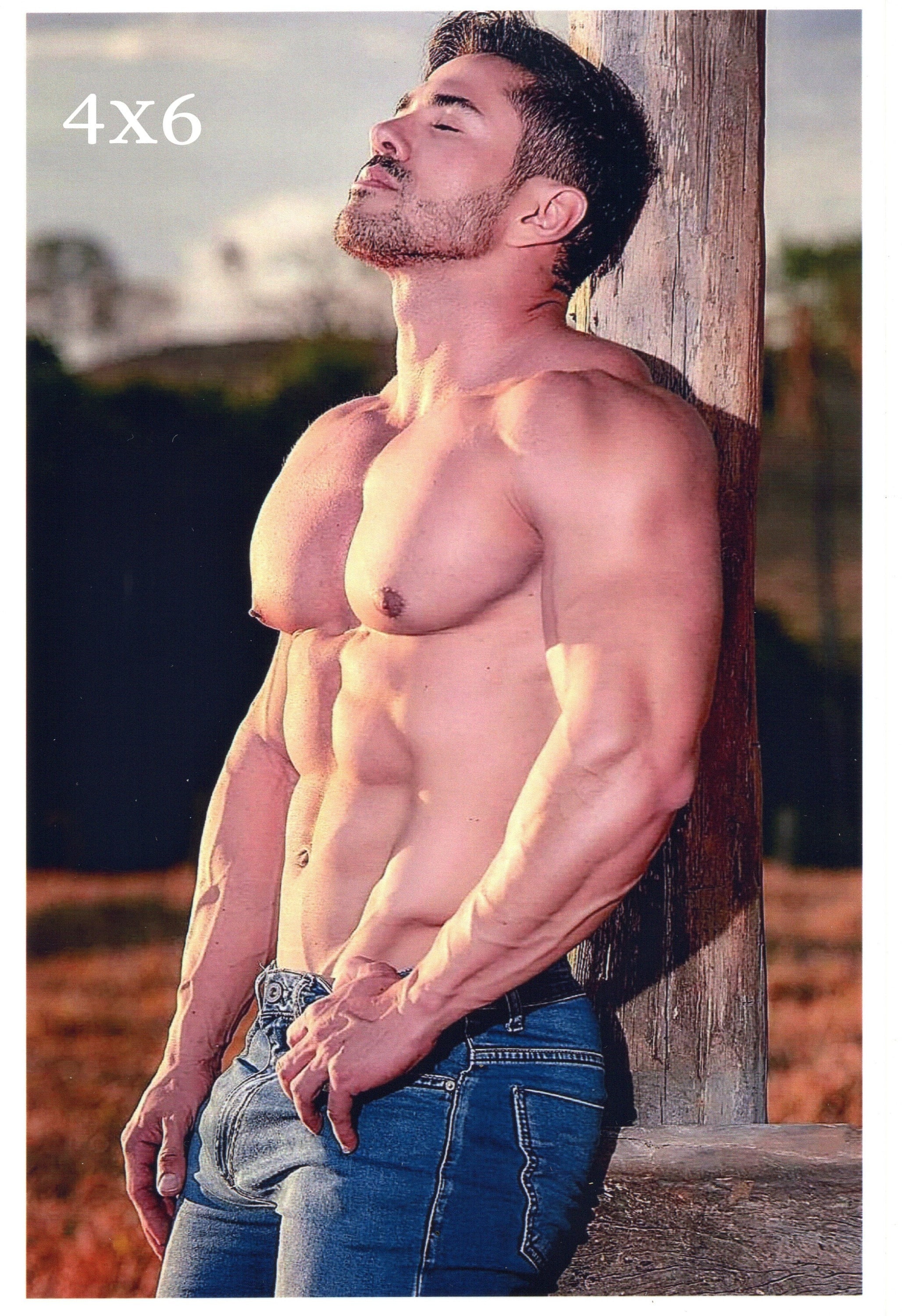 Home & Living Muscle Daddy & Shirtless Stud Sons N Car Biceps Beefcake
