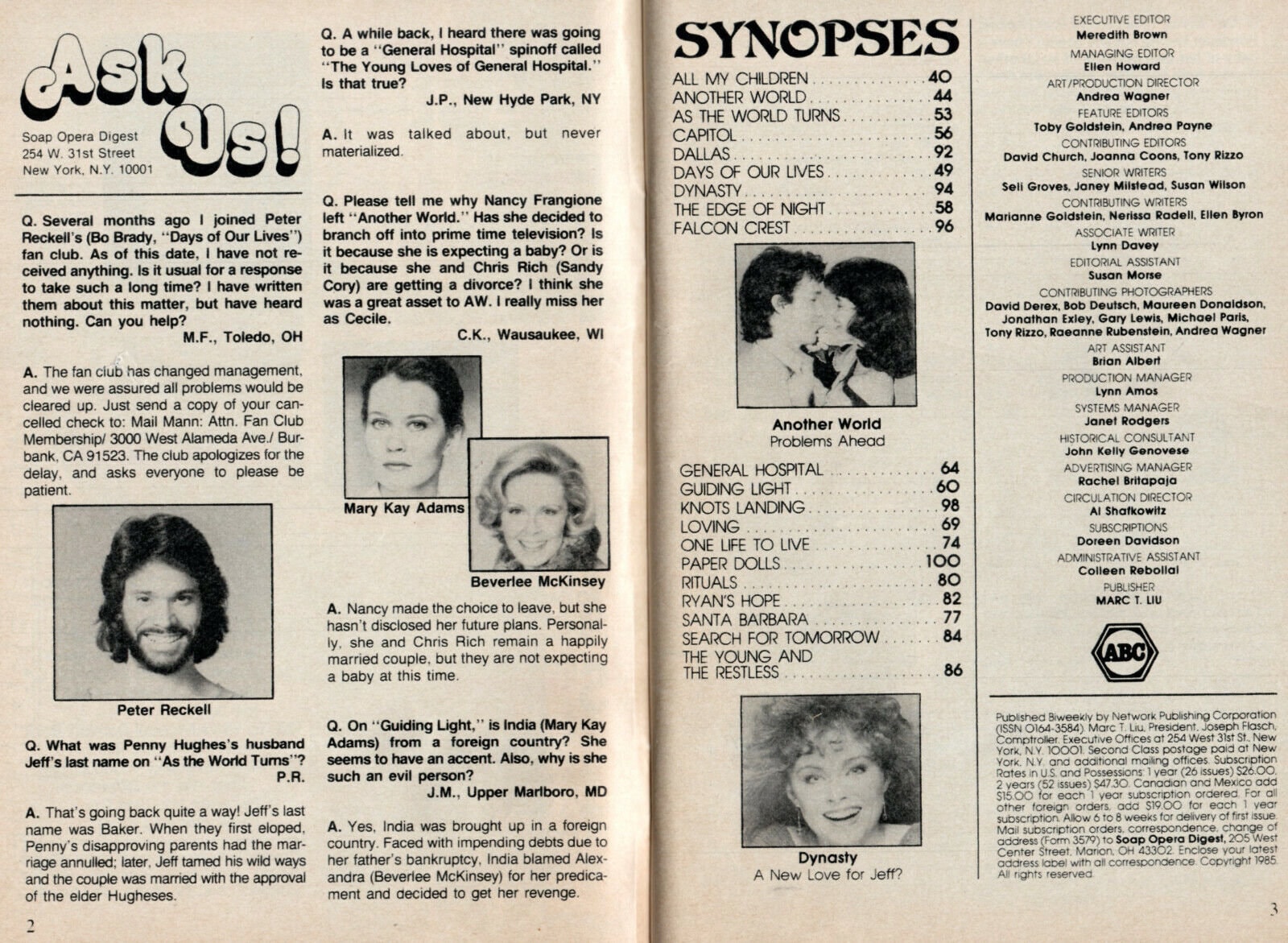 SOAP OPERA DIGEST Magazine January 29 1985 Debbi Darnell