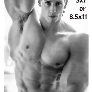 Handsome Muscular Male Bodybuilder Gay Interest LGBTQ B&W Photo