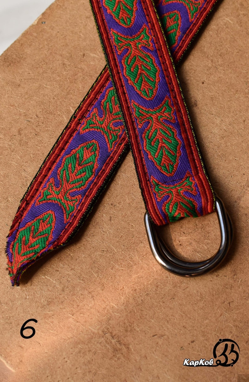 Moderner Jacquard-Gürtel, D-Ring-Streifen, für Hose oder Taille, für Frauen oder Männer, mit Blättermuster, 4 Farben, einstellbare Länge 6
