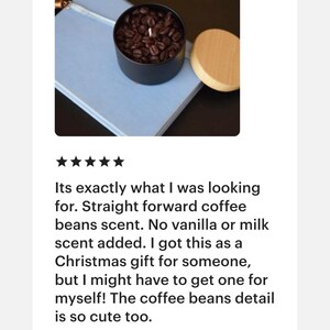 Real Coffee Scented Soy Candle in Black Jar, Realistic Coffee Bean Wax image 6