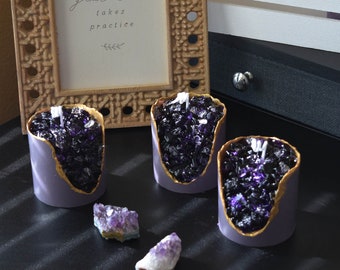 Handcrafted "Amethyst Crystal" Candle, Soy Wax, Holiday Gift, Home Decor