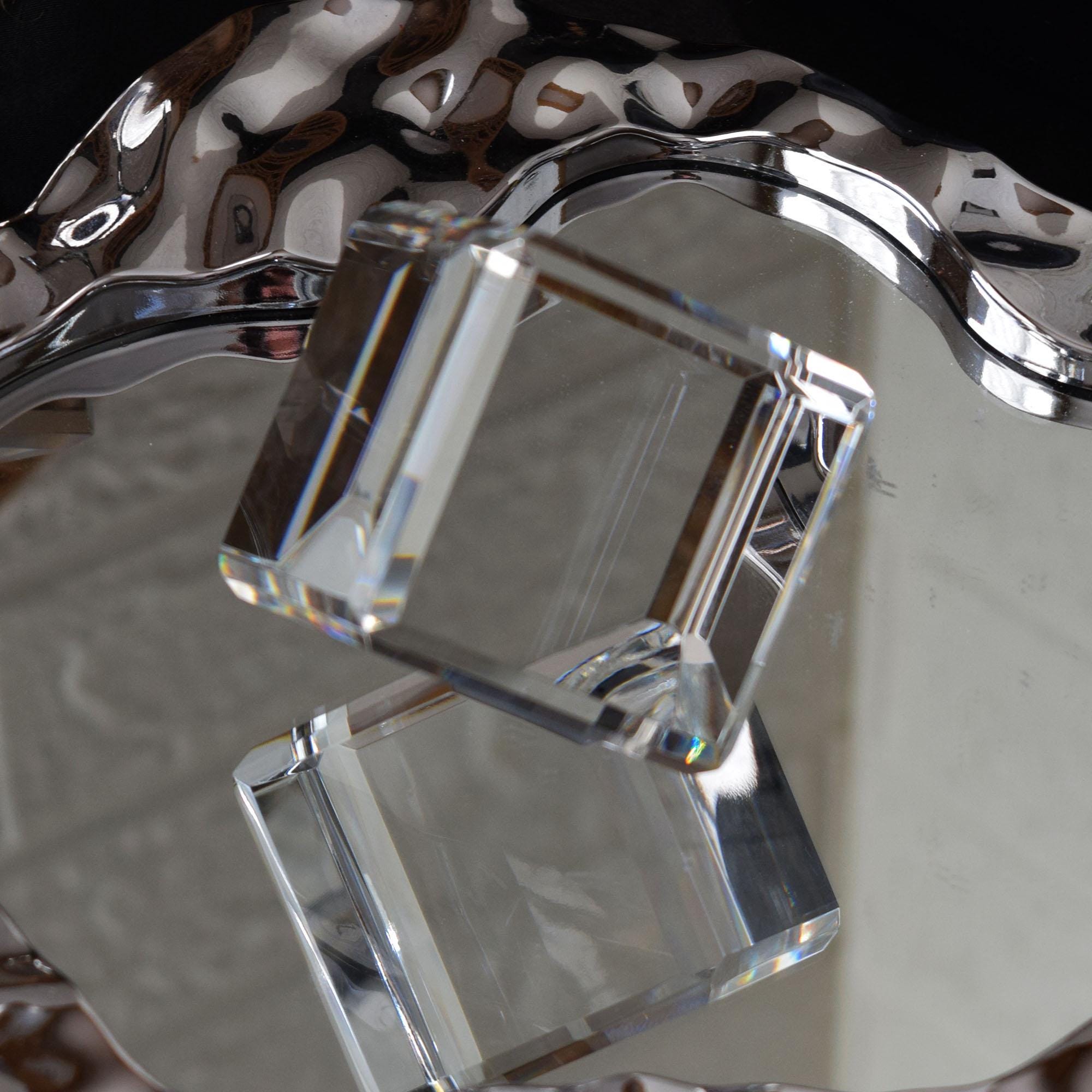 Blank Crystal Cube, Beveled Optical Clear, Display Block With Rotating ...